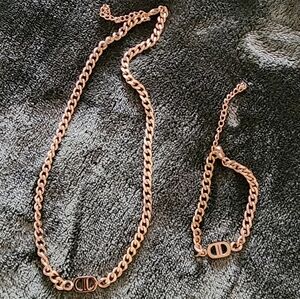 Slide Jewelry Stainless Steel Necklace Bracelet Set With Classic Design. NIB